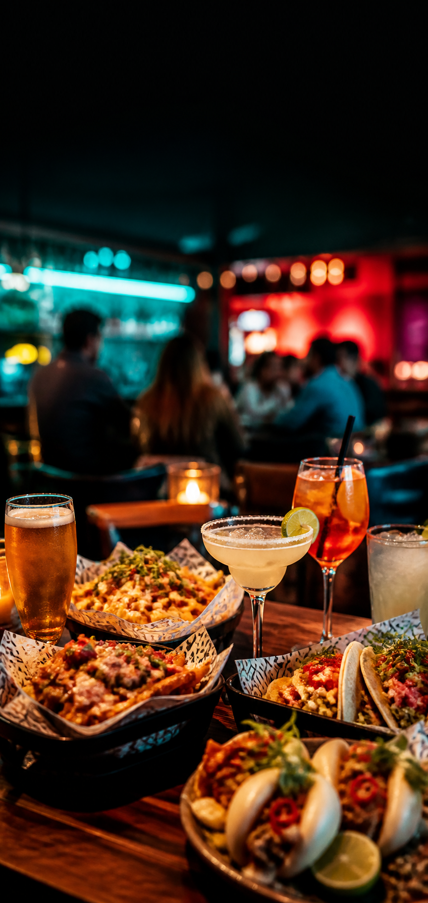 Cocktails and evening pub table